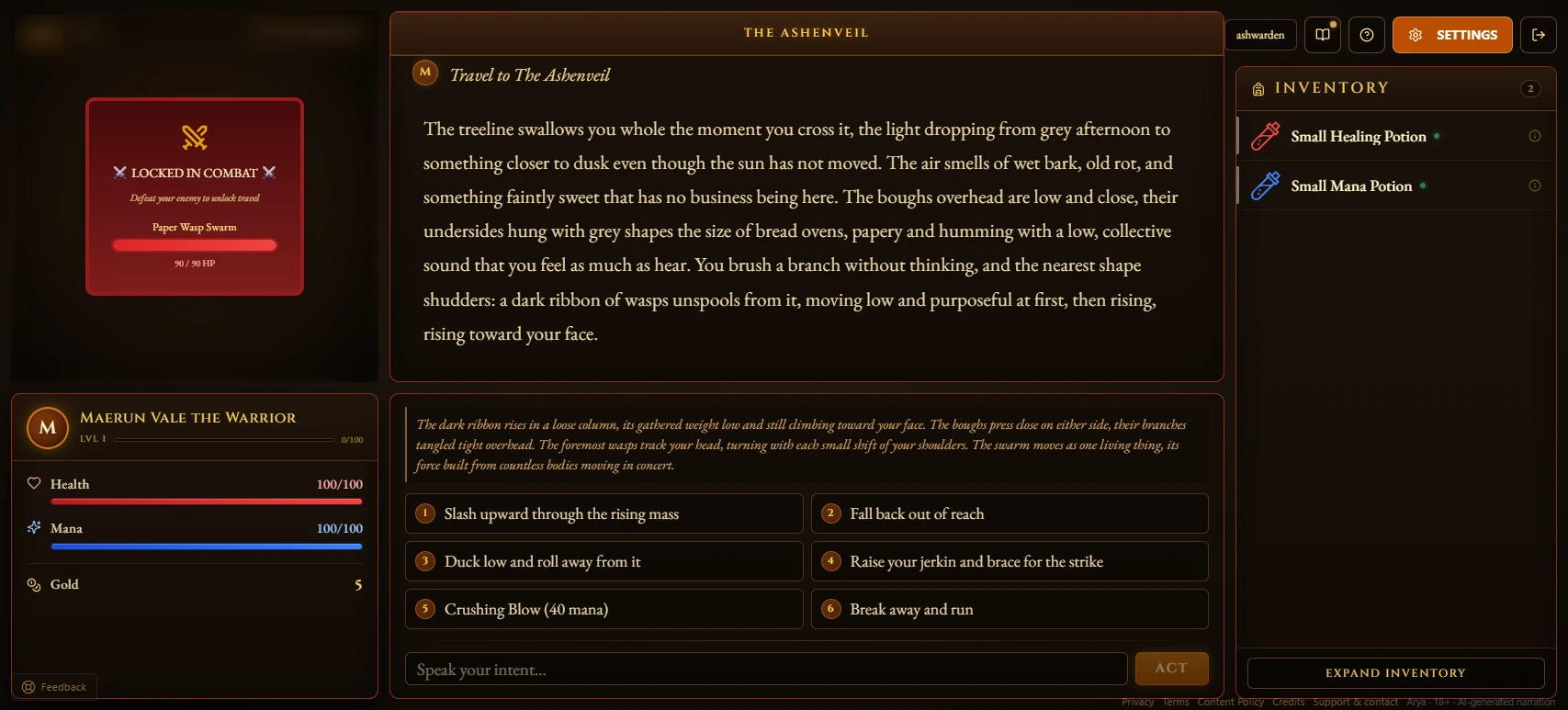 An Arya fight in the Ashenveil: the enemy on the locked map, the story, the enemy's tell and four reads to answer it.